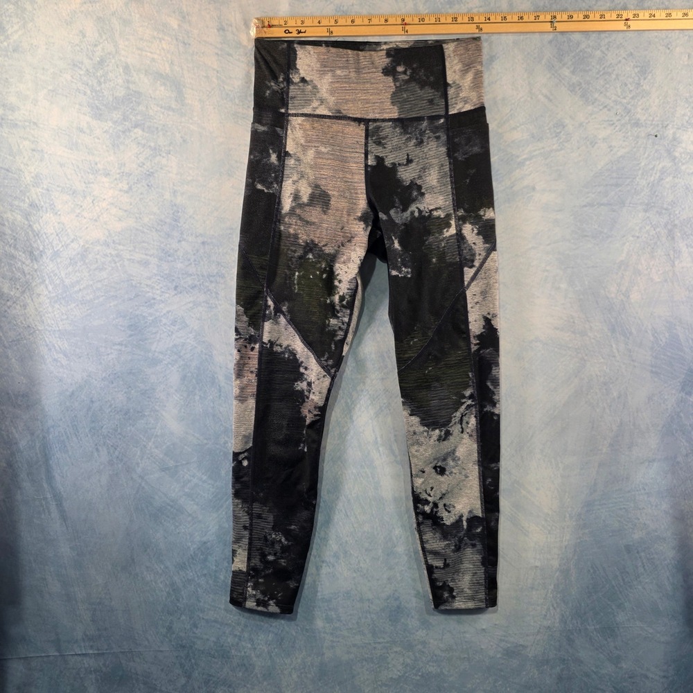 JoyLab Womens High Waisted Tie Dye Active Leggings with Pockets Black White M